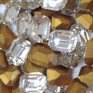 12 pc 6x4.5mm Crystal Clear Step Cut Cushion Octagon Rhinestones Vintage Swarovski 4610