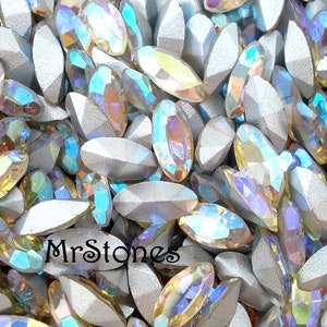 24 pc Lot 6x3mm Crystal AB Ovals Vintage Swarovski KS&Co Art. 286 Rhinestones Austria