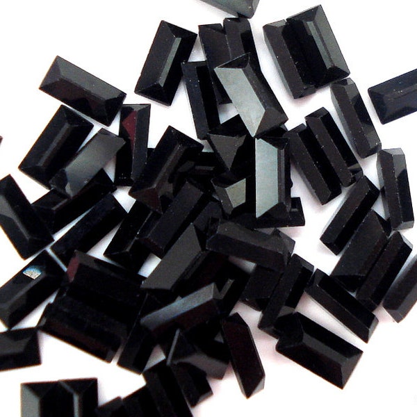 12 pc Lot 4x2mm Jet Black Baguettes VINTAGE SWAROVSKI art 4500 Rhinestones