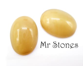 2 Stück 18x13mm Beige Mondstein Leuchten Oval Cabochons Vintage Glas West Germany Steine