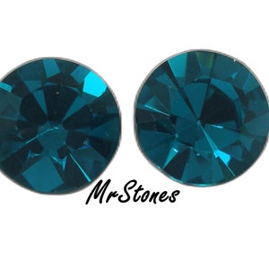 6pc Lot 11mm 48ss Blue Zircon Czech Round Chaton Czech Preciosa Gold Foiled Rhinestones