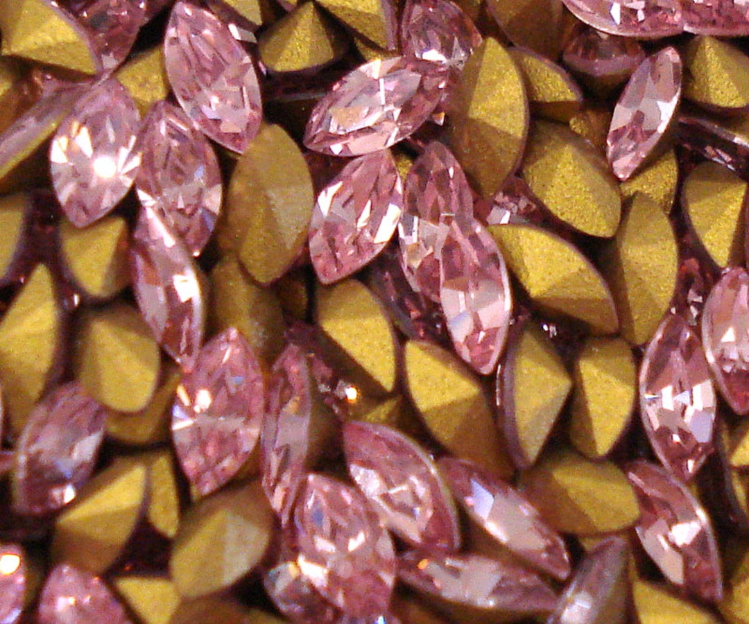 Vintage Swarovski Rhinestones: 6x3mm Light Rose Navette, 24 Pc Lot