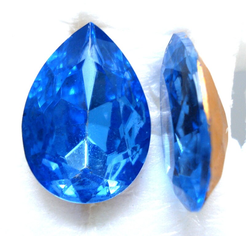 2個ロット 25 x 18 mm サファイア ペア ペンダント スワロフスキー