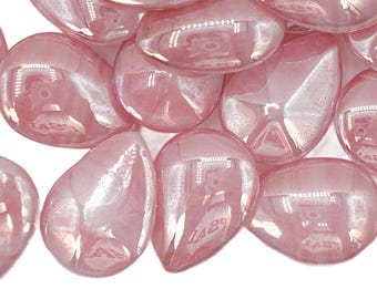 2 piezas de 18 x 13 mm de ágata rosa brillante con forma de pera, doblete con parte superior color ante, Alemania Occidental