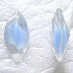 8 pc Lot 15x7mm TTC Blue Givre Unfoiled Marquises Navettes Vintage Glass Stones