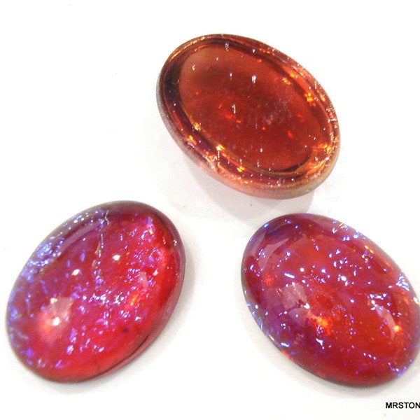 2 pc Lot 18x13mm (1685) Mexican Opal Ovals Cabochons Glass Stones Sometimes Called Dragons Breath