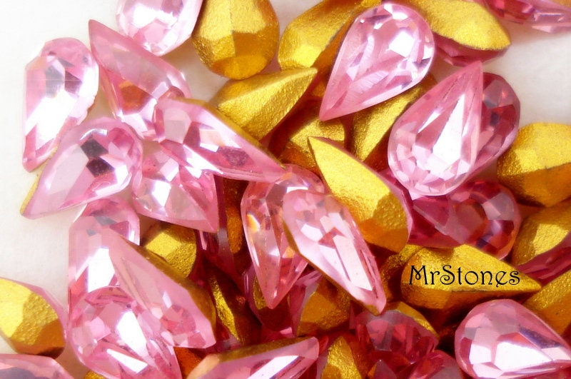 SWAROVSKI 5x3mm Rose Pink Pear Shape Vintage Rhinestones Art. 4300