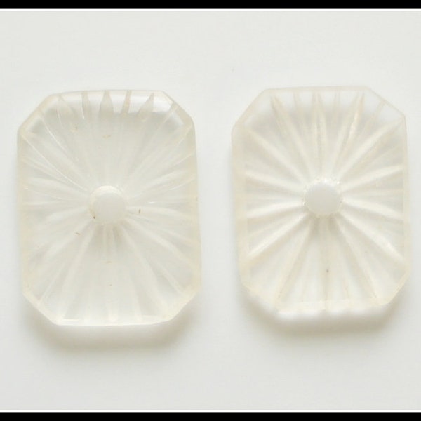 4 pc Lot 16x12mm (5878) Cushion Octagon Sun Rays Crystal Matte Glass Vintage Stones