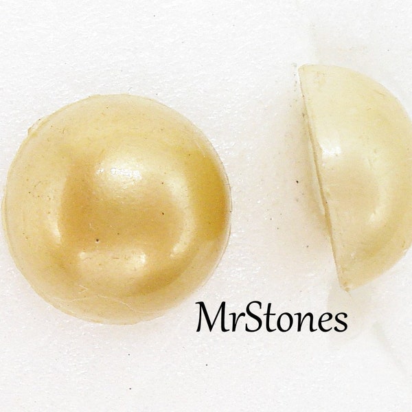 10mm Golden Glass Round Imitation Pearl Cabochons Vintage Stones 5mm Dome Cabochon Flat Back