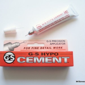 G-S Hypo Cement Glue 1/3 fl. oz. PINPOINT PRECISION Dries Clear, Stays Clear - Will Not Bond Fingers Jewelry Watch Repair Rhinestones More!