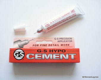 G-S Hypo Cement Glue 1/3 fl. oz. PINPOINT PRECISION Dries Clear, Stays  Clear - Will Not Bond Fingers Jewelry Watch Repair Rhinestones More!