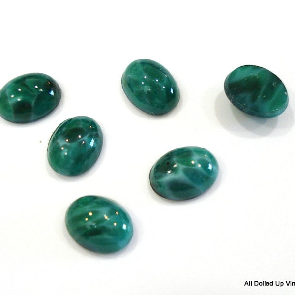 12 pc Lot 8x6 mm Vintage Glass Czech Chinese Jade Loose Oval Cabochons