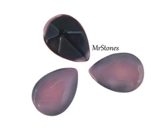 2 pcs 18x13mm Pink Purple Black Silk Pear Pendeloque Teardrop Buff Top Doublets Vintage Glass Stones