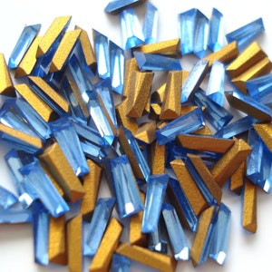 12 pc Lot Light Sapphire Tapered Baguette Keystone Rhinestones Vintage Swarovski #193 #4700 5x2x1.5mm
