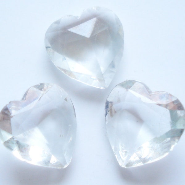 8 pc Lot 12mm Crystal Clear Heart Shape Vintage Rhinestones Glass Unfoiled Faceted