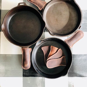 Funda de cuero para mango de sartenes de hierro fundido, Día del Padre, Día de la Madre, regalos, cocina, cocinar