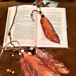 Leather Feather, gift ideas, hanging feather with beads