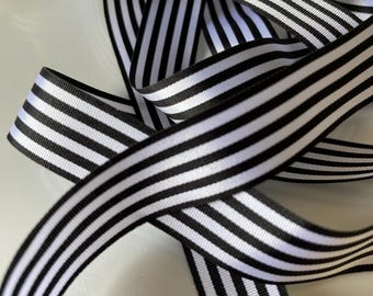Berisfords Black / White Stripe Ribbon - Various lengths & widths