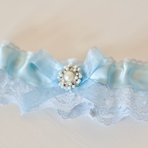 BEA: Light Blue Lace Wedding Garter. Something Blue.