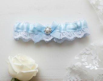 BEA: Light Blue Lace Wedding Garter. Something Blue.