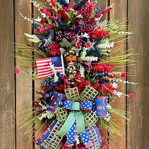 Patriotic swag, USA Decor, Americana swag, July 4th wreath, Independence Day wreath,4th of July, Patriotic decor, 4th of July decor