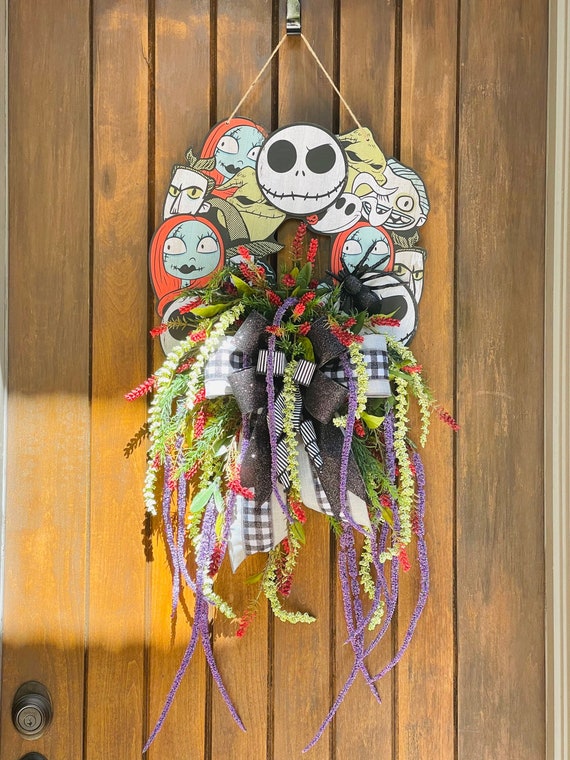 Jack Skellington Door Hanger Halloween Wreath Spooky Wreath Etsy