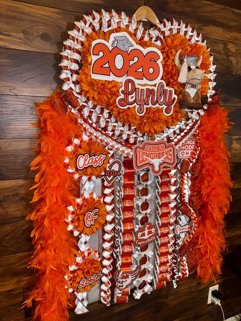 Longhorns Ribbon Senior MEGA Mum, Texas Homecoming Mums, Spirit Mums, Butterfly Shape ...