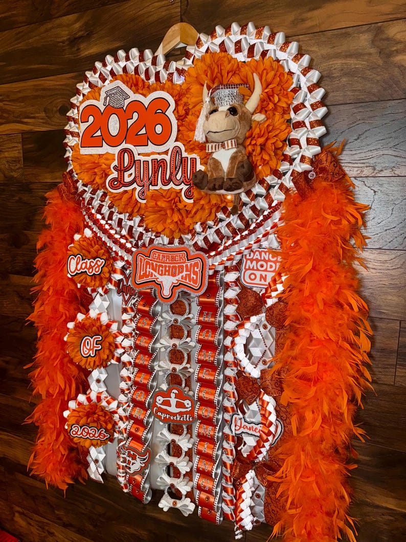 Longhorns Ribbon Senior MEGA Mum, Texas Homecoming Mums, Spirit Mums, Butterfly Shape ...