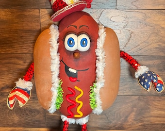 Hot Diggity Dog, Corona Patriótica, Corona del 4 de Julio, Corona del Día de la Independencia, Decoración Estadounidense, Corona del Día de los Veteranos, Corona Conmemorativa, Americana