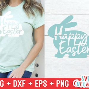 Happy Easter svg - Easter Cut File - svg - eps - dxf - png - Easter Bunny - Silhouette - Cricut - Digital Download