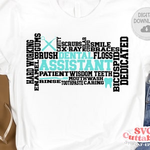 Dental Assistant Word Art - Subway Art - SVG - DXF - EPS - Hygienist Cut File - Silhouette - Cricut - Digital download