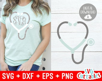 Stethoscope svg - Stethoscope Monogram Frame - Nurse - svg -  dxf - eps - Cut File - Silhouette - Cricut File - Digital Download