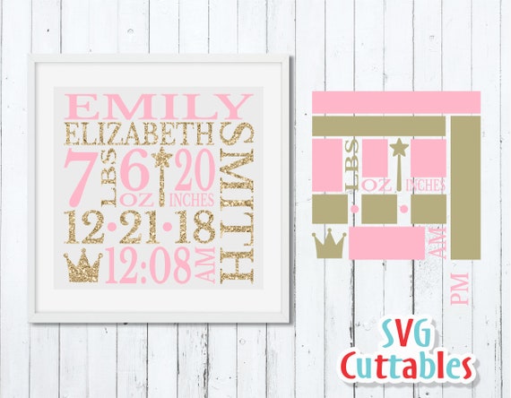 Baby Birth Announcement Svg Dxf Eps Baby Stats Metric Etsy