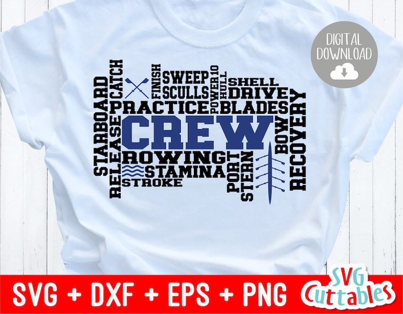 Crew Word Art Svg Crew Cut File SVG EPS DXF Rowing Etsy