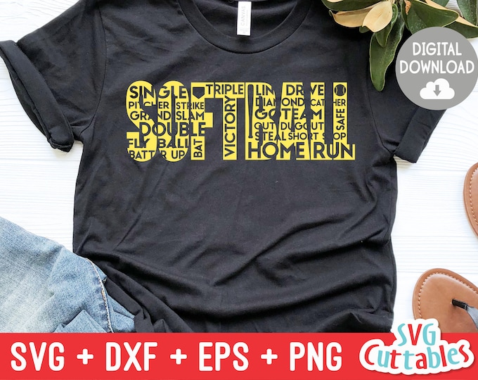 Your Custom Softball Names Word Art SVG Png Fcm Eps Dxf Ai Cut File ...