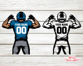 Football Team Player svg -  Football Player Template 0081 - svg - eps - dxf - png Shirt Design - Silhouette - Cricut cut file, Digital File