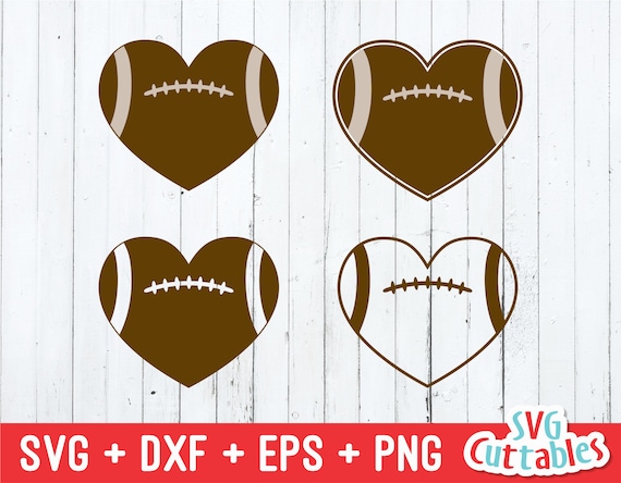 Football Heart Svg Dxf Eps Football Cut File Contour Etsy