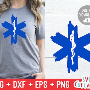 Star of Life svg - EMS - EMT - Paramedic - svg - eps - dxf - png - Paint Strokes - Star of Life - Silhouette -  Cricut - Cut File