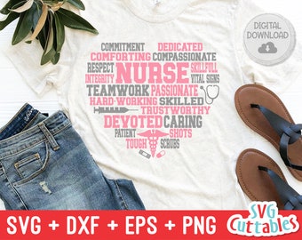 Nurse Subway Art Heart svg - Nurse svg - dxf - eps - png - Cut File - Nurse Symbol - Stethoscope - Silhouette - Cricut - Digital File