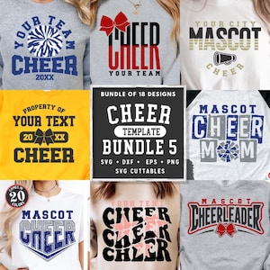 Cheer svg Bundle 5 - Cheer Template Bundle of 18 - svg - eps - dxf - Cheerleader - Silhouette - Cricut - Digital Download