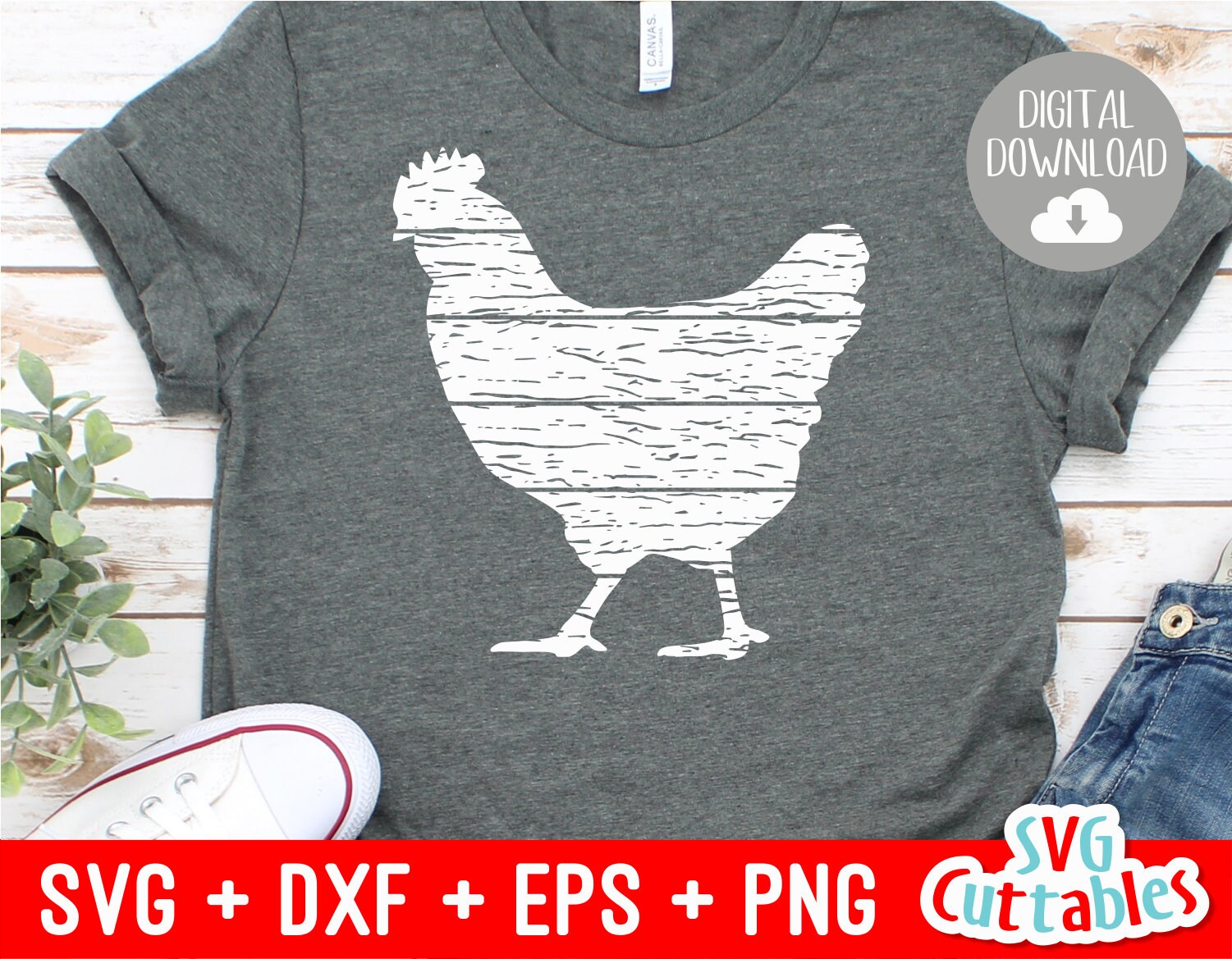 Frango SVG - Arquivo de corte de frango - svg - eps - dxf - png - Frango desgastado - Frango grunge - Silhueta - Cricut - Download digital