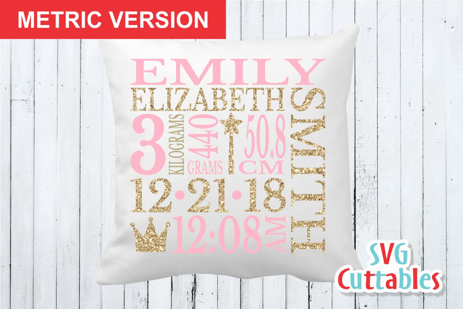 Baby Birth Announcement SVG - DXF - EPS - Baby Stats - Metric ...