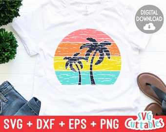 Sunset svg - Tropical Sunset Cut File - Summer Shirt Design - Palm Trees - svg - svg - dxf - eps - png - Silhouette - Cricut - Digital File