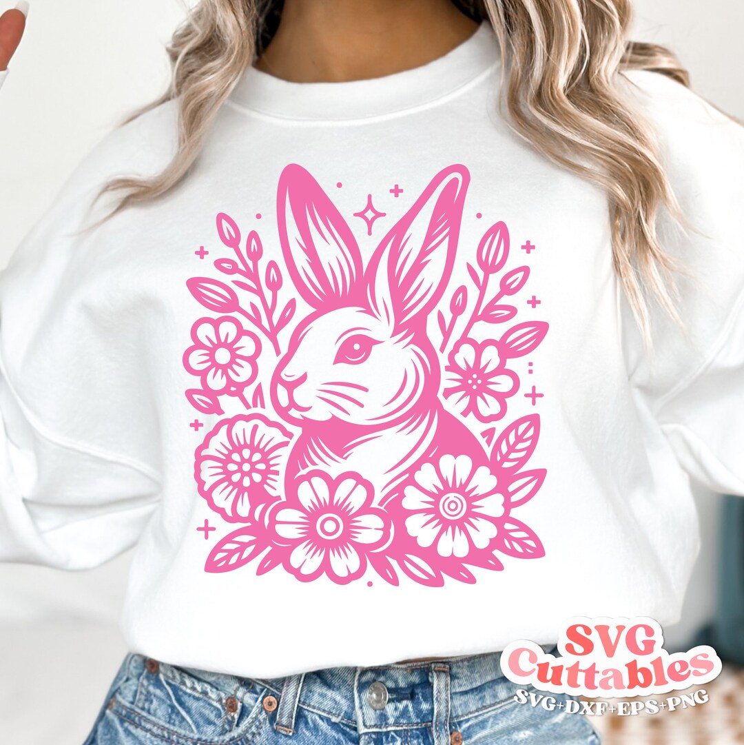 Easter Svg - Floral Easter Bunny Cut File - Svg - Eps - Dxf - Png ...