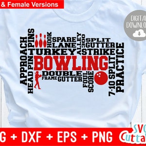 Bowling Word Art svg - Bowling Cut File - svg - dxf - eps -  Subway Art - Silhouette, Cricut cut file, Digital download