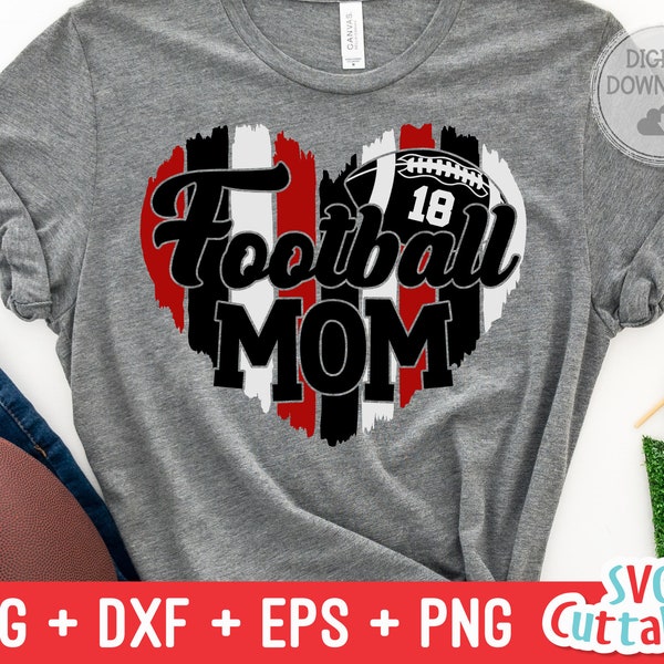 Football Mom svg - Football Cut File - svg - eps - dxf - png - Heart Paint Strokes - Football Mom  - Silhouette - Cricut - Digital File