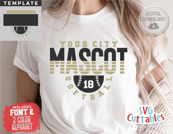 Softball svg - Softball Template 0052 - svg - eps - dxf - png - Silhouette -  Cricut Cut File - Softball Team - Digital File