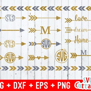 Arrow svg, arrow monogram frame svg, monogram frame, glitter arrow, love arrow, home arrow, dream arrow, Silhouette, Cricut file