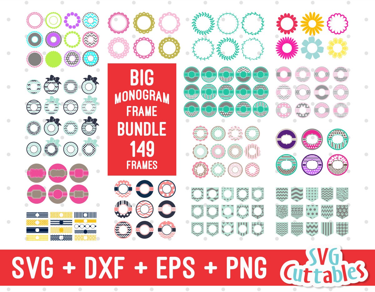 Monogram Frame SVG Bundle - Svg - Eps - Dxf - Png - Monogram Frame Svg ...