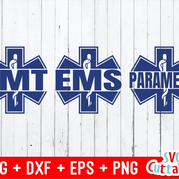 EMT svg - EMS - Paramedic - svg - eps - dxf - png - Split - Star of Life - Silhouette -  Cricut - Cut File